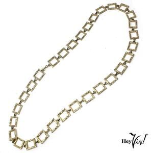 Vintage Chain Necklace Ornate Rectangles Chunky Statement 24" Long - Hey Viv